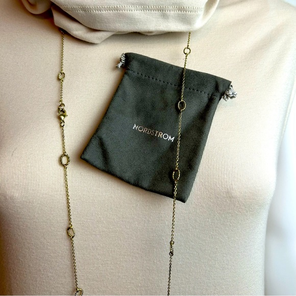 Like New Gold color chain w/ tiny ovals along extra long chain can be doubled up - Picture 6 of 6